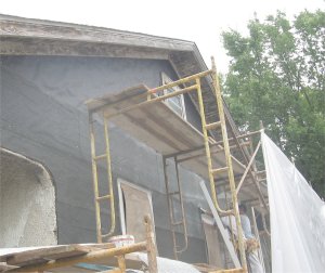 tarpaper and self-furring metal lath