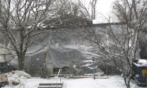 snowing real hard,