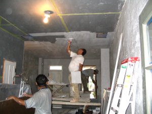 Blue board is used on ceilings