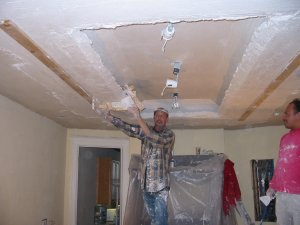 Lath and plaster troffer ceiling