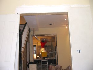 Lath and plaster troffer ceiling