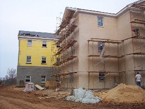 Stucco on the side finished