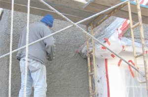 Pebble dash stucco