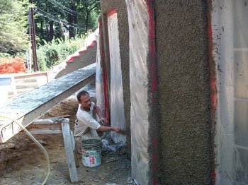 Pebble dash stucco