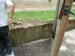 Badly spalled wall