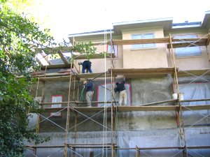 Finish coat on back of house